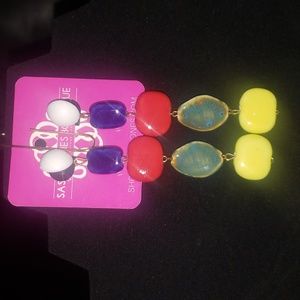 Sassy Jones Boutique Stone Multi Color Drop Stud Earrings